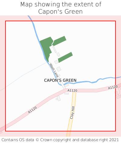 Map showing extent of Capon's Green as bounding box