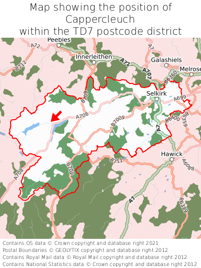 Map showing location of Cappercleuch within TD7