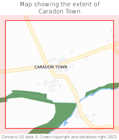 Map showing extent of Caradon Town as bounding box