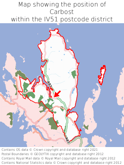 Map showing location of Carbost within IV51