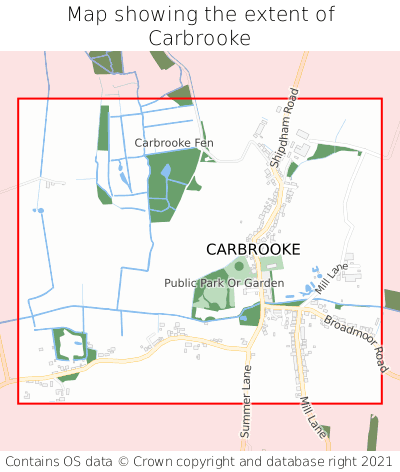 Map showing extent of Carbrooke as bounding box