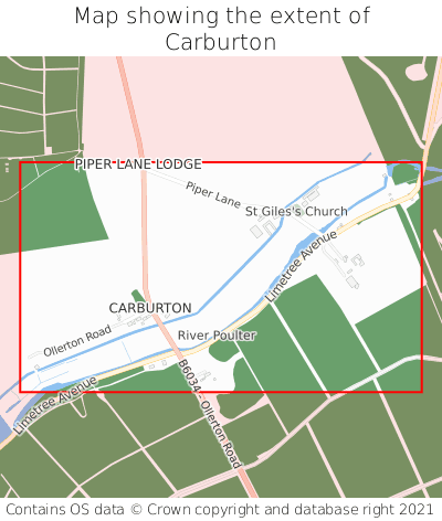 Map showing extent of Carburton as bounding box