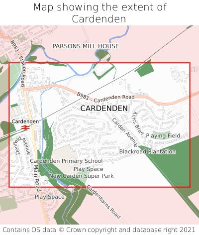 Map showing extent of Cardenden as bounding box