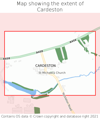 Map showing extent of Cardeston as bounding box