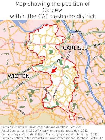 Map showing location of Cardew within CA5