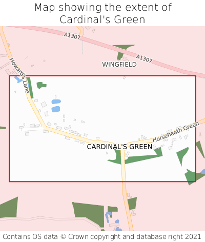 Map showing extent of Cardinal's Green as bounding box