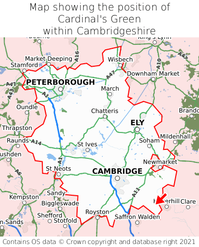Map showing location of Cardinal's Green within Cambridgeshire