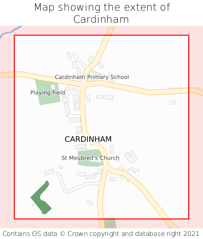 Map showing extent of Cardinham as bounding box