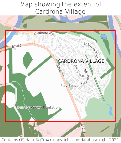 Map showing extent of Cardrona Village as bounding box