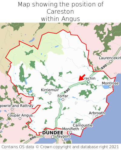 Map showing location of Careston within Angus