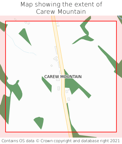 Map showing extent of Carew Mountain as bounding box