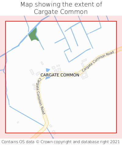 Map showing extent of Cargate Common as bounding box
