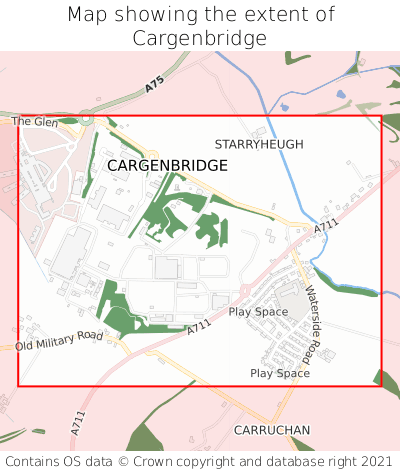 Map showing extent of Cargenbridge as bounding box