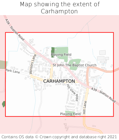 Map showing extent of Carhampton as bounding box