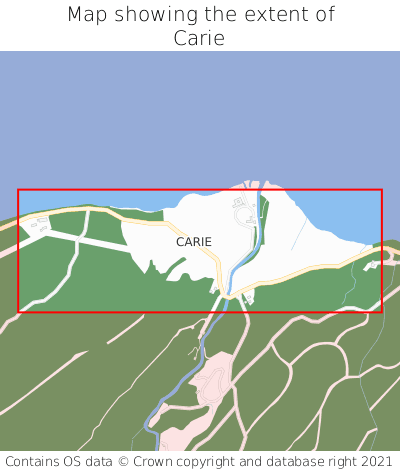 Map showing extent of Carie as bounding box