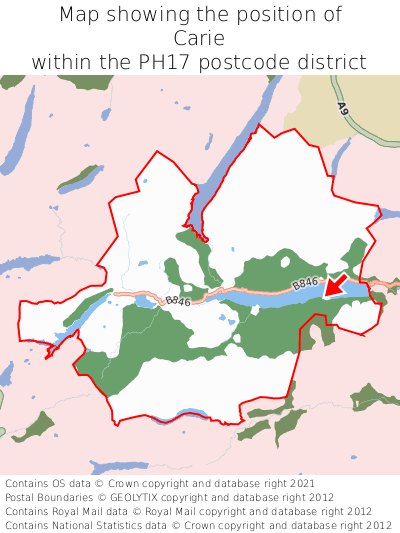 Map showing location of Carie within PH17