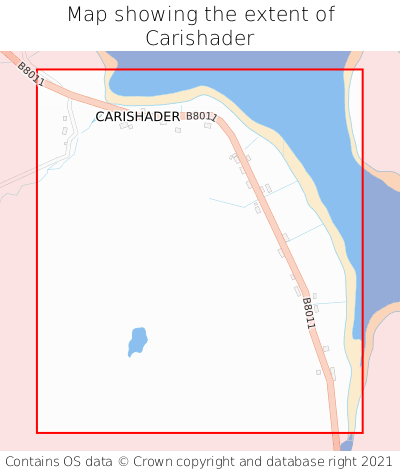 Map showing extent of Carishader as bounding box
