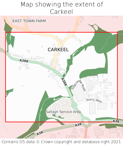 Map showing extent of Carkeel as bounding box