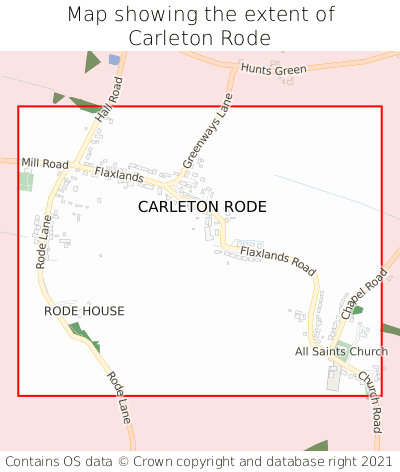 Map showing extent of Carleton Rode as bounding box