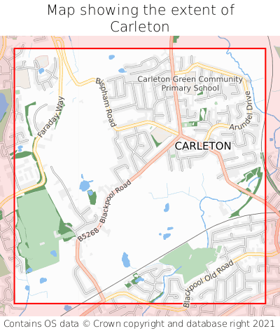 Map showing extent of Carleton as bounding box