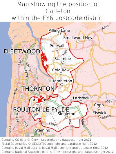 Map showing location of Carleton within FY6