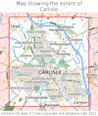 Map showing extent of Carlisle as bounding box