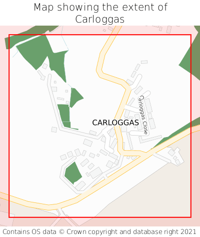 Map showing extent of Carloggas as bounding box