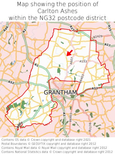 Map showing location of Carlton Ashes within NG32