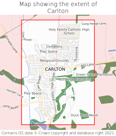 Map showing extent of Carlton as bounding box