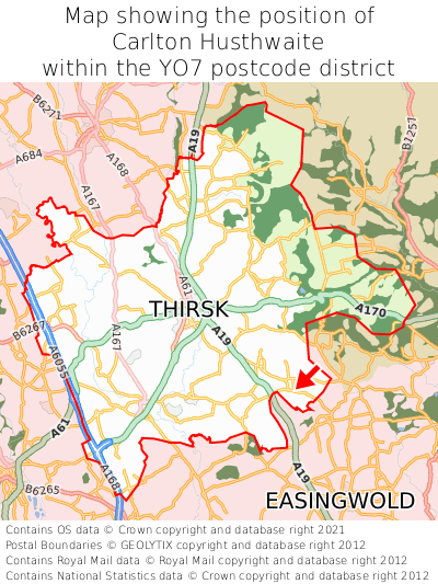 Map showing location of Carlton Husthwaite within YO7