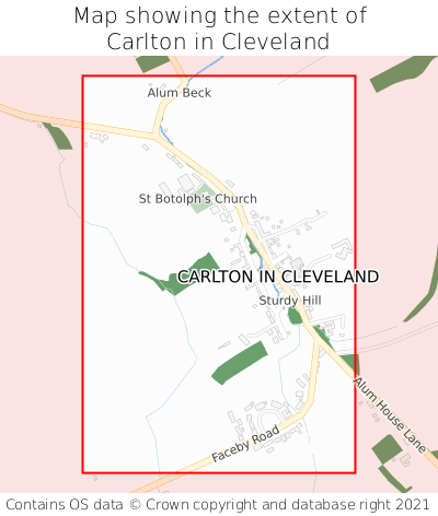 Map showing extent of Carlton in Cleveland as bounding box