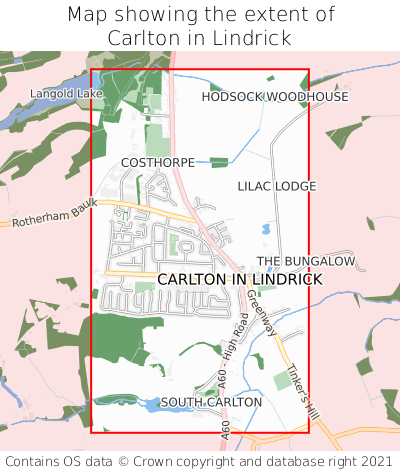 Map showing extent of Carlton in Lindrick as bounding box