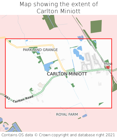 Map showing extent of Carlton Miniott as bounding box