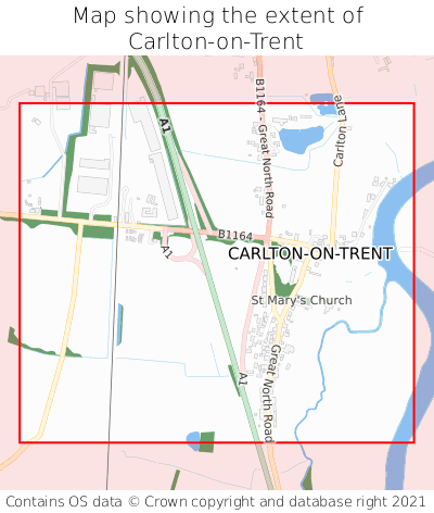 Map showing extent of Carlton-on-Trent as bounding box