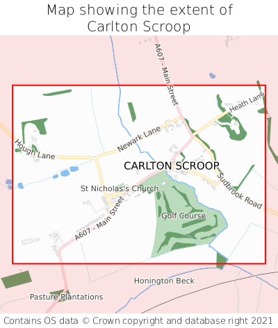 Map showing extent of Carlton Scroop as bounding box