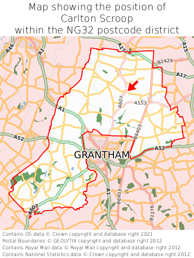 Map showing location of Carlton Scroop within NG32