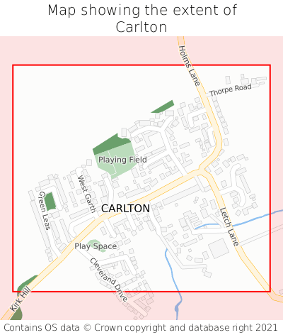 Map showing extent of Carlton as bounding box