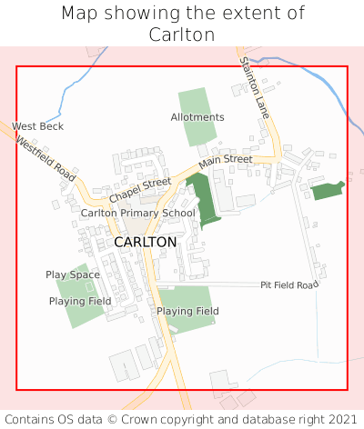 Map showing extent of Carlton as bounding box