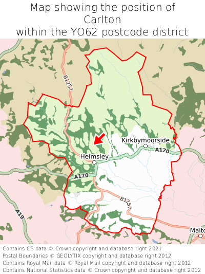 Map showing location of Carlton within YO62