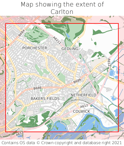 Map showing extent of Carlton as bounding box