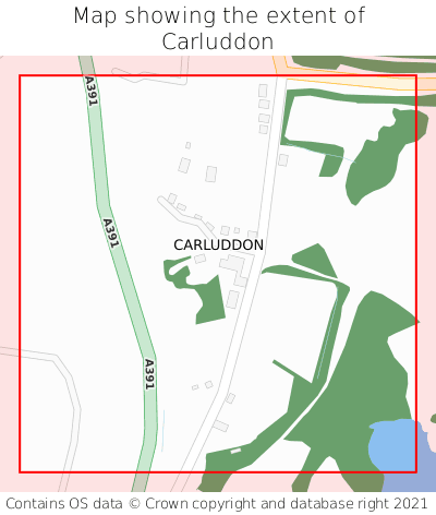 Map showing extent of Carluddon as bounding box