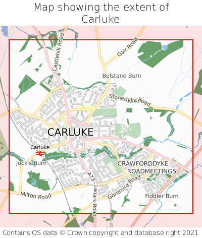 Map showing extent of Carluke as bounding box