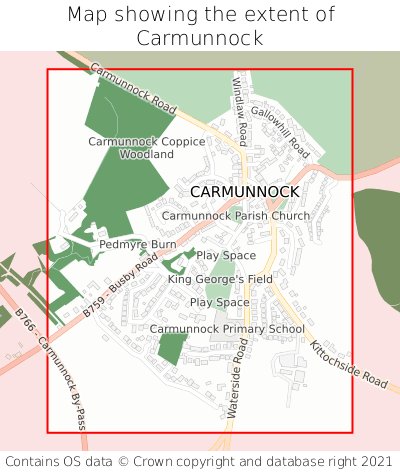 Map showing extent of Carmunnock as bounding box