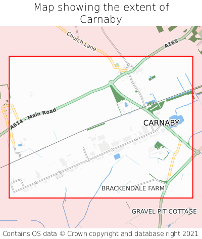 Map showing extent of Carnaby as bounding box