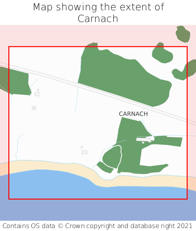 Map showing extent of Carnach as bounding box