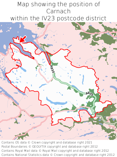 Map showing location of Carnach within IV23