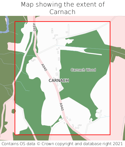 Map showing extent of Carnach as bounding box