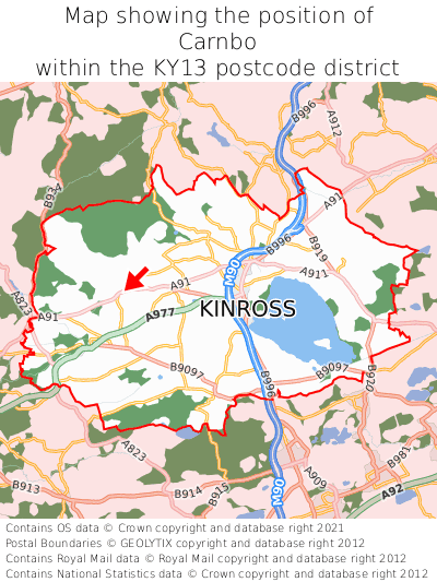 Map showing location of Carnbo within KY13