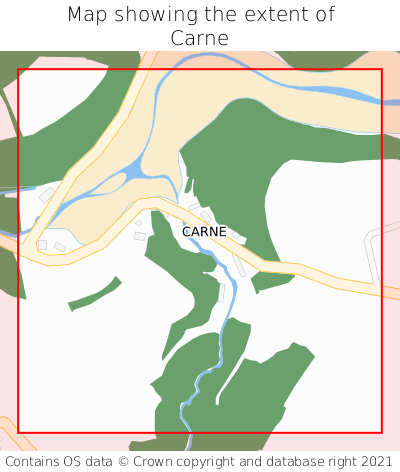 Map showing extent of Carne as bounding box