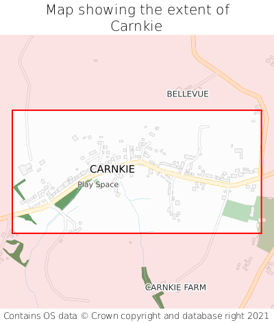 Map showing extent of Carnkie as bounding box